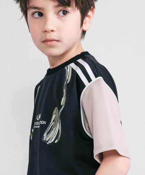 nexchic / ネクシック Tシャツ | 【接触冷感】ヘッドフォンプリントドライメッシュ半袖Tシャツ(110~150cm) | 詳細1