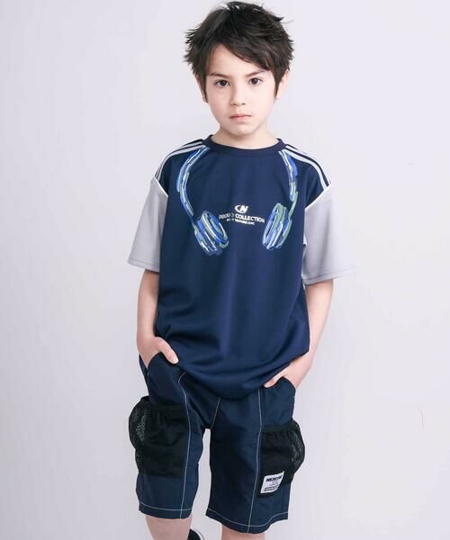 nexchic / ネクシック Tシャツ | 【接触冷感】ヘッドフォンプリントドライメッシュ半袖Tシャツ(110~150cm) | 詳細6