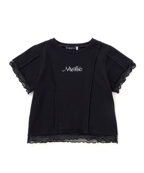 nexchic / ネクシック Tシャツ | 【速乾/接触冷感】チュールフリル付き半袖Tシャツ(110~150cm)(ブラック)