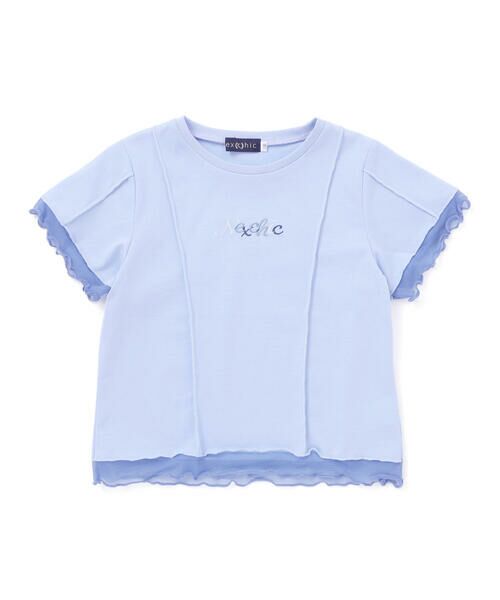 nexchic / ネクシック Tシャツ | 【速乾/接触冷感】チュールフリル付き半袖Tシャツ(110~150cm)(ブルー)
