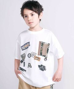 nexchic / ネクシック Tシャツ | 【速乾/接触冷感】ワッペン風プリントメッシュ半袖Tシャツ(110~150cm)