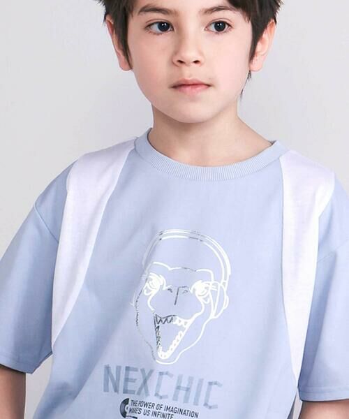 nexchic / ネクシック Tシャツ | 【接触冷感】恐竜プリント切り替え天竺半袖Tシャツ(110~150cm) | 詳細1