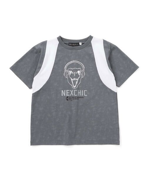 nexchic / ネクシック Tシャツ | 【接触冷感】恐竜プリント切り替え天竺半袖Tシャツ(110~150cm) | 詳細9