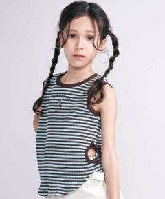 nexchic / ネクシック タンクトップ | 無地ボーダーテレコタンクトップ(110~150cm)
