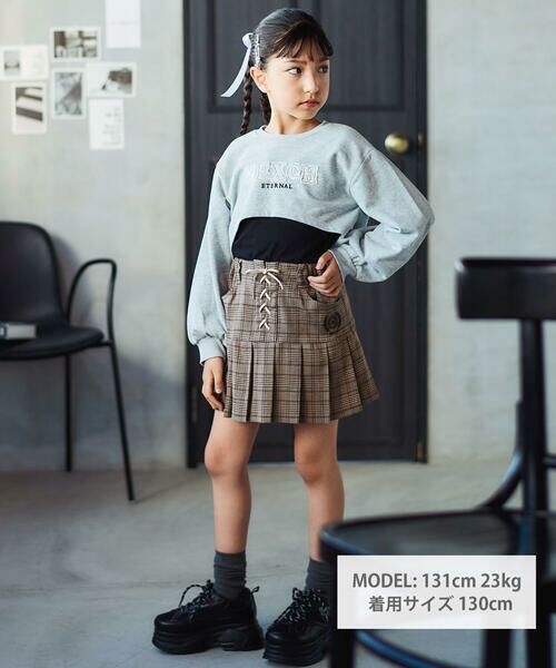 nexchic / ネクシック スウェット | レースロゴパッチトレーナー+キャミソールセット(110~150cm) | 詳細15