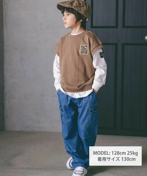 nexchic / ネクシック Tシャツ | パッチ付きベスト+天竺長袖Tシャツセット(110~150cm) | 詳細1