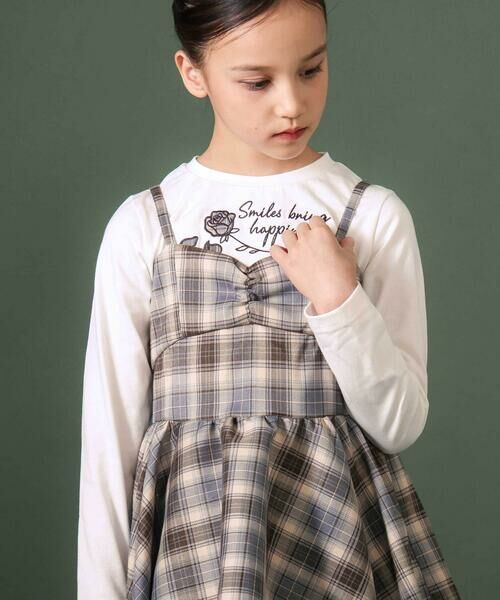 nexchic / ネクシック Tシャツ | 天竺長袖Tシャツｘロングキャミソールセット(110~150cm) | 詳細3