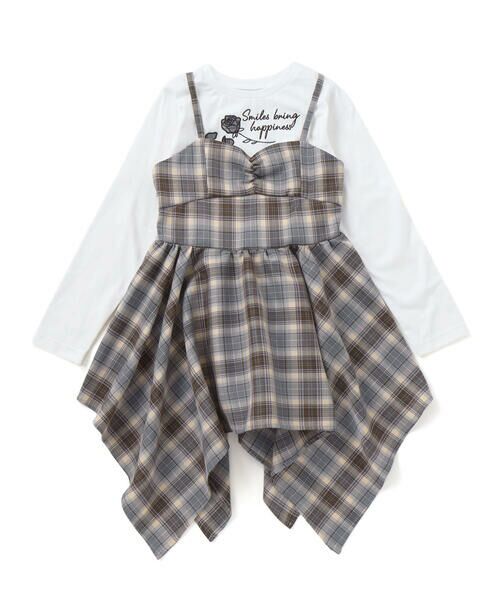 nexchic / ネクシック Tシャツ | 天竺長袖Tシャツｘロングキャミソールセット(110~150cm) | 詳細4