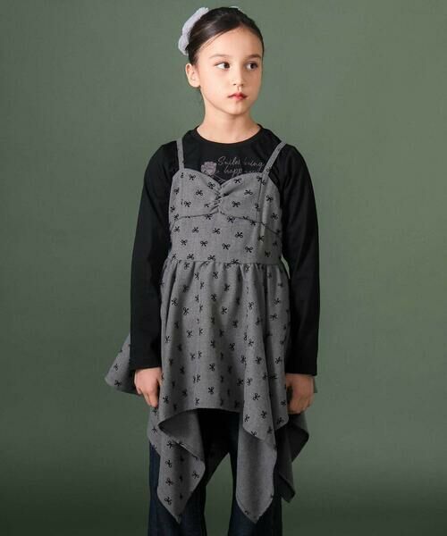 nexchic/ネクシック 天竺長袖Tシャツxロングキャミソールセット(110~150cm) ブラック 140cm nexchic/ネクシック 天竺長袖Tシャツxロングキャミソールセット(110~150cm) ブラック 140cm