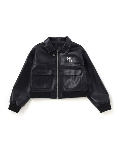 nexchic / ネクシック ブルゾン | フェイクレザー&チェック柄ブルゾン(110~150cm) | 詳細6