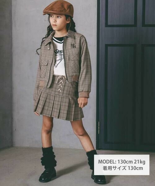 nexchic / ネクシック ブルゾン | フェイクレザー&チェック柄ブルゾン(110~150cm) | 詳細14