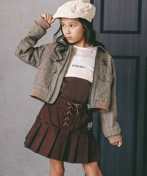 nexchic / ネクシック ブルゾン | フェイクレザー&チェック柄ブルゾン(110~150cm) | 詳細15