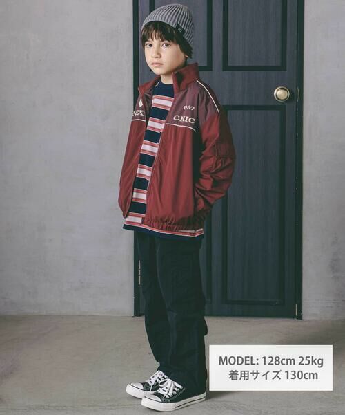 nexchic / ネクシック ブルゾン | ダブルファスナーバイカラータフタジャケット(110~150cm) | 詳細1