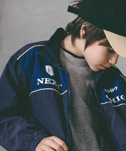 nexchic / ネクシック ブルゾン | ダブルファスナーバイカラータフタジャケット(110~150cm) | 詳細6