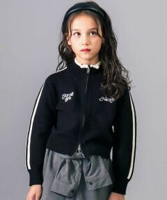 nexchic / ネクシック ノーカラージャケット | ニットジップトラックジャケット(110~150cm)