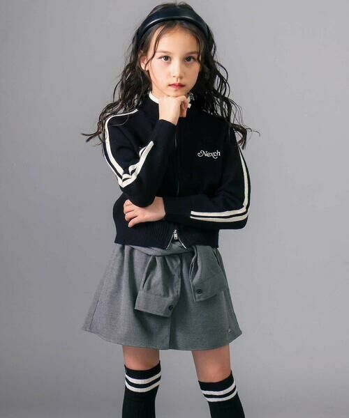 nexchic / ネクシック ノーカラージャケット | ニットジップトラックジャケット(110~150cm) | 詳細2