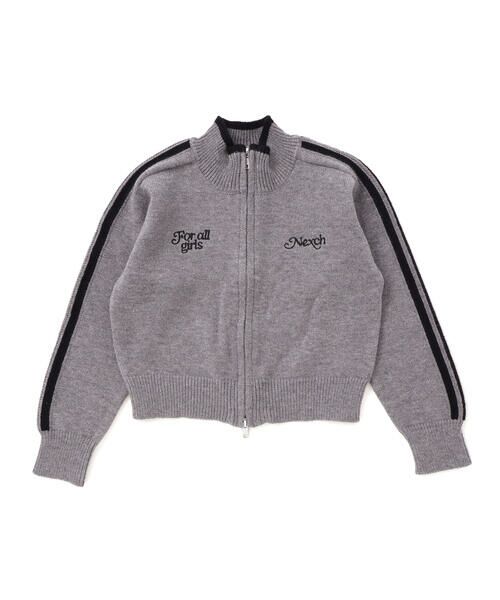nexchic/ネクシック ニットジップトラックジャケット(110~150cm) グレー 110cm nexchic/ネクシック ニットジップトラックジャケット(110~150cm) グレー 110cm