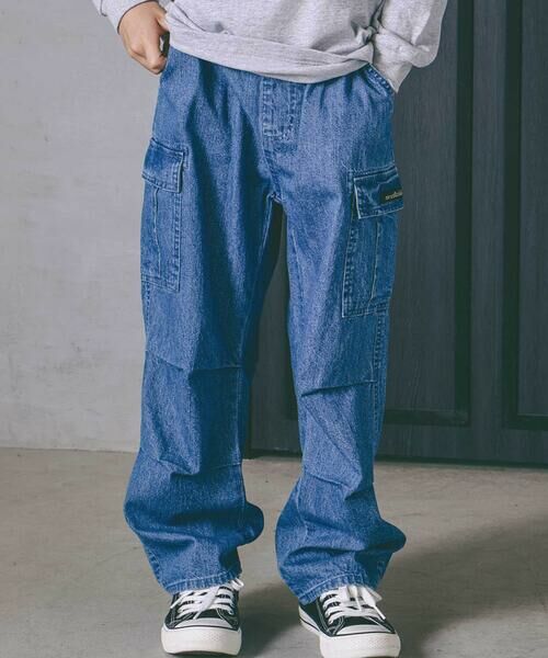 nexchic/ネクシック タフタデニムバックプリントカーゴパンツ(110~150cm) ネイビー 130cm nexchic/ネクシック タフタデニムバックプリントカーゴパンツ(110~150cm) ネイビー 130cm