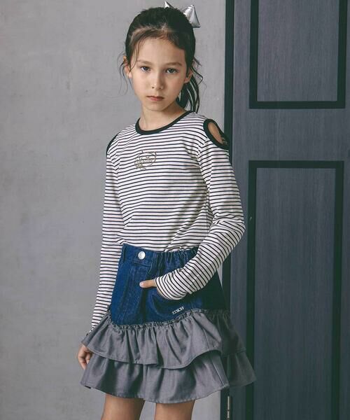 nexchic / ネクシック その他パンツ | チェックフリル切り替えデニムスカパン(110~150cm) | 詳細1