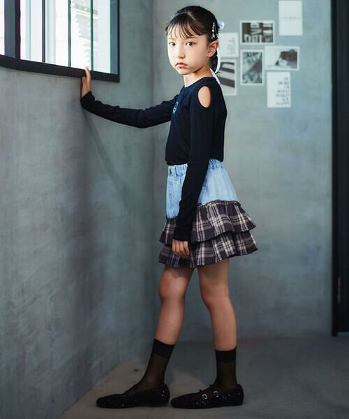 nexchic / ネクシック その他パンツ | チェックフリル切り替えデニムスカパン(110~150cm) | 詳細9