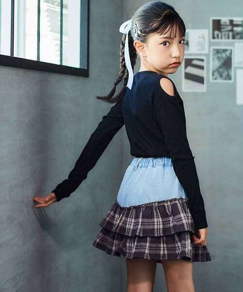 nexchic / ネクシック その他パンツ | チェックフリル切り替えデニムスカパン(110~150cm) | 詳細10