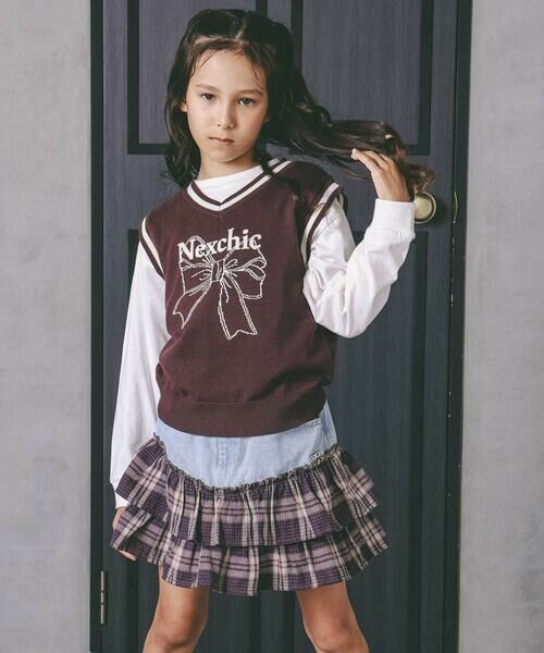 nexchic / ネクシック その他パンツ | チェックフリル切り替えデニムスカパン(110~150cm) | 詳細13