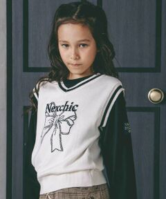 nexchic / ネクシック ベスト | リボンロゴジャガードニットベスト(110~150cm)