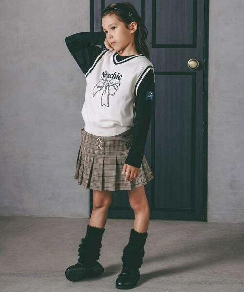 nexchic / ネクシック ベスト | リボンロゴジャガードニットベスト(110~150cm) | 詳細1