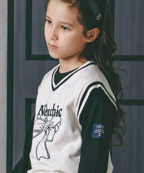 nexchic / ネクシック ベスト | リボンロゴジャガードニットベスト(110~150cm) | 詳細2