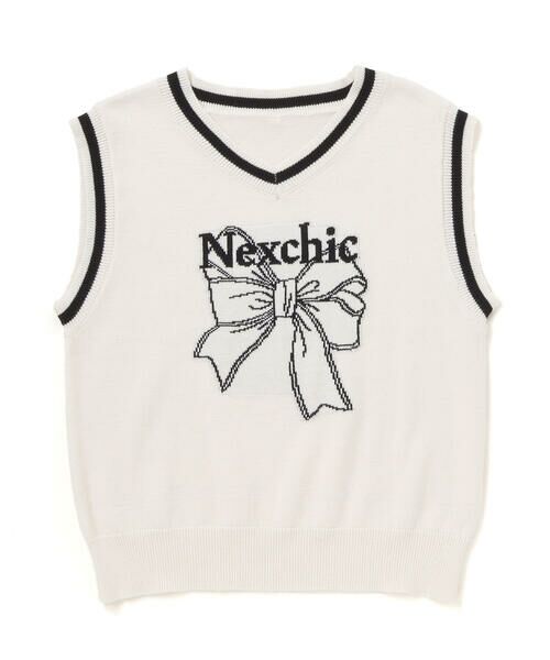 nexchic / ネクシック ベスト | リボンロゴジャガードニットベスト(110~150cm) | 詳細3