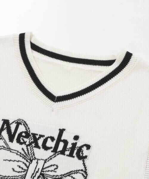 nexchic / ネクシック ベスト | リボンロゴジャガードニットベスト(110~150cm) | 詳細5