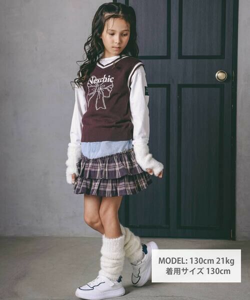 nexchic / ネクシック ベスト | リボンロゴジャガードニットベスト(110~150cm) | 詳細10