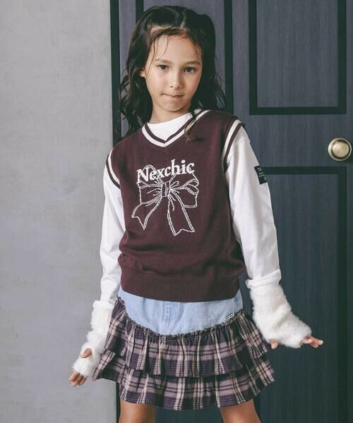 nexchic / ネクシック ベスト | リボンロゴジャガードニットベスト(110~150cm) | 詳細11