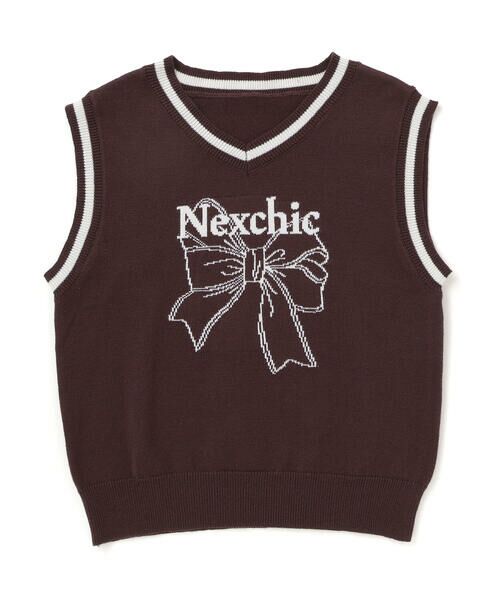 nexchic / ネクシック ベスト | リボンロゴジャガードニットベスト(110~150cm) | 詳細12