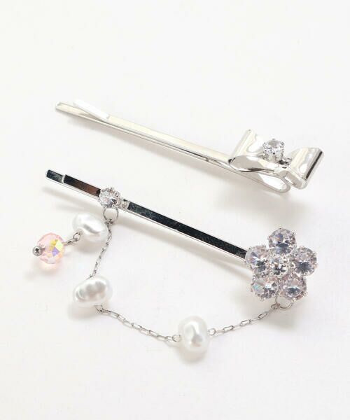 nexchic / ネクシック ヘアピン | 花リボン蝶々モチーフ付きシルバーヘアピン | 詳細1