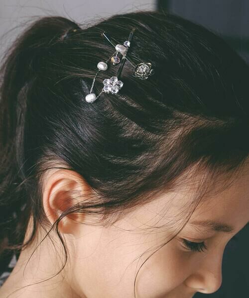 nexchic / ネクシック ヘアピン | 花リボン蝶々モチーフ付きシルバーヘアピン | 詳細2