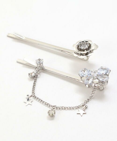 nexchic / ネクシック ヘアピン | 花リボン蝶々モチーフ付きシルバーヘアピン | 詳細3