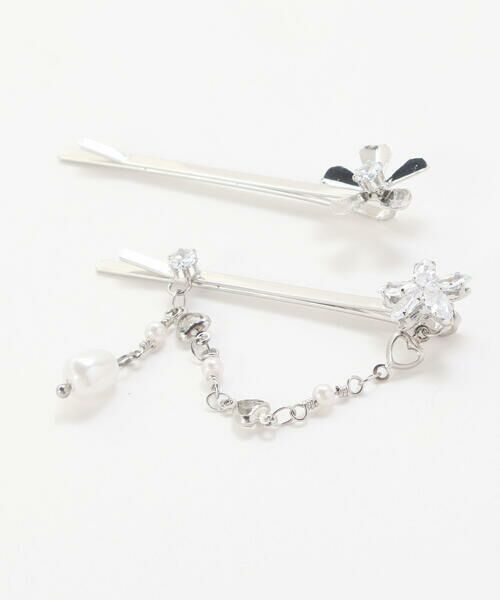 nexchic / ネクシック ヘアピン | 花リボン蝶々モチーフ付きシルバーヘアピン | 詳細4