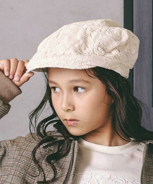 nexchic / ネクシック ハット | ドットチェックストライプ花刺しゅうハンチング帽 | 詳細1