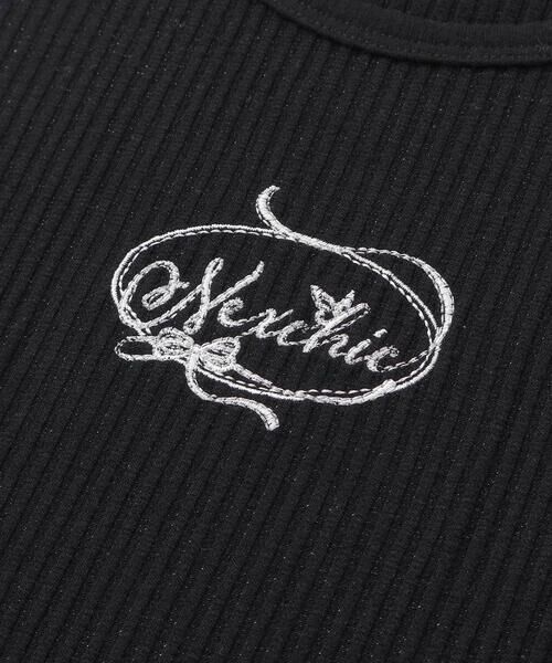 nexchic / ネクシック Tシャツ | 肩開きラインストーンロゴテレコ長袖Tシャツ(110~150cm) | 詳細7