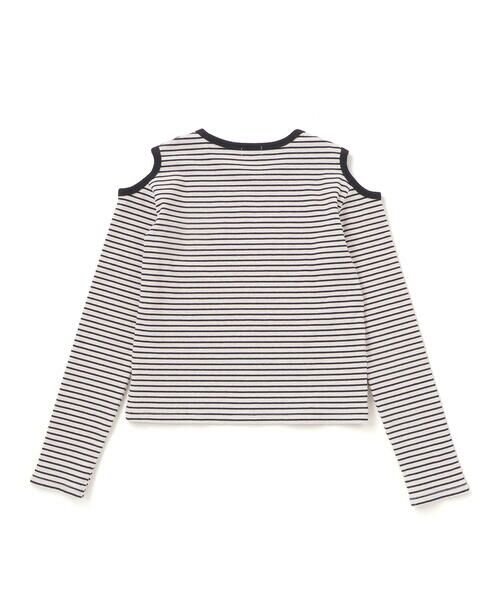 nexchic / ネクシック Tシャツ | 肩開きラインストーンロゴテレコ長袖Tシャツ(110~150cm) | 詳細14