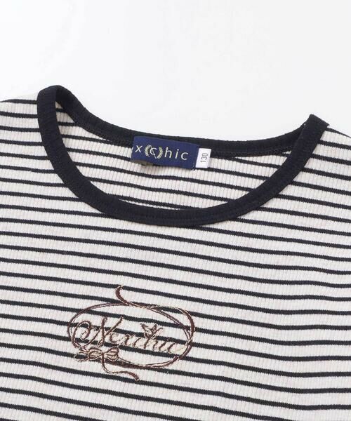 nexchic / ネクシック Tシャツ | 肩開きラインストーンロゴテレコ長袖Tシャツ(110~150cm) | 詳細15