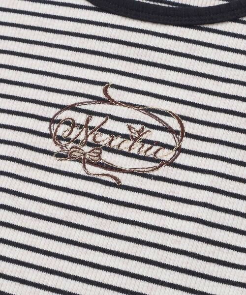 nexchic / ネクシック Tシャツ | 肩開きラインストーンロゴテレコ長袖Tシャツ(110~150cm) | 詳細16