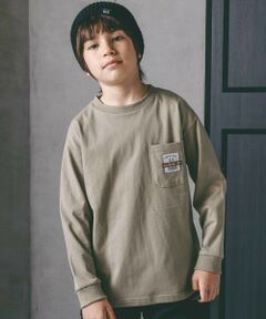 nexchic / ネクシック Tシャツ | バッグロゴパッチ天竺&マルチボーダー長袖Tシャツ(110~150cm)