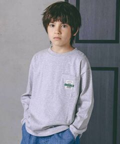 nexchic / ネクシック Tシャツ | バッグロゴパッチ天竺&マルチボーダー長袖Tシャツ(110~150cm)