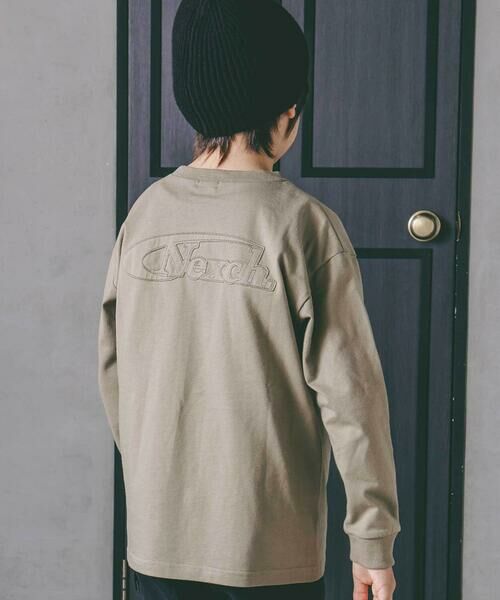 nexchic / ネクシック Tシャツ | バッグロゴパッチ天竺&マルチボーダー長袖Tシャツ(110~150cm) | 詳細2