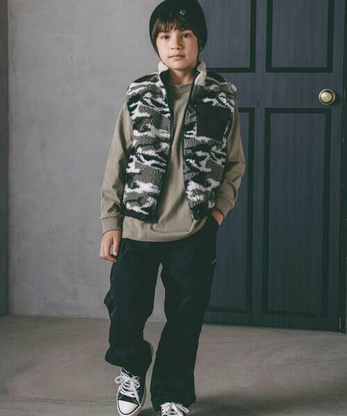 nexchic / ネクシック Tシャツ | バッグロゴパッチ天竺&マルチボーダー長袖Tシャツ(110~150cm) | 詳細4