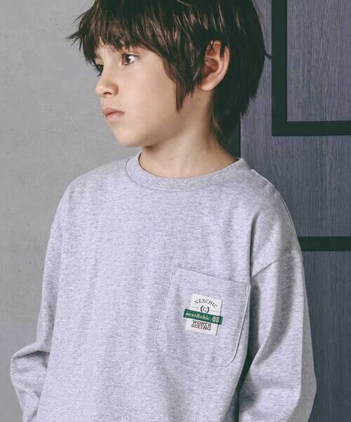 nexchic / ネクシック Tシャツ | バッグロゴパッチ天竺&マルチボーダー長袖Tシャツ(110~150cm) | 詳細13