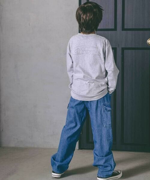 nexchic / ネクシック Tシャツ | バッグロゴパッチ天竺&マルチボーダー長袖Tシャツ(110~150cm) | 詳細14