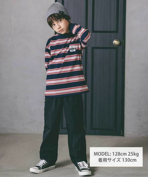 nexchic / ネクシック Tシャツ | バッグロゴパッチ天竺&マルチボーダー長袖Tシャツ(110~150cm) | 詳細17